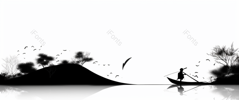 船只行驶在河流之间古典中国风水墨画背景,插画/手绘图,插画/手绘图库,插画/手绘图下载,插画/手绘